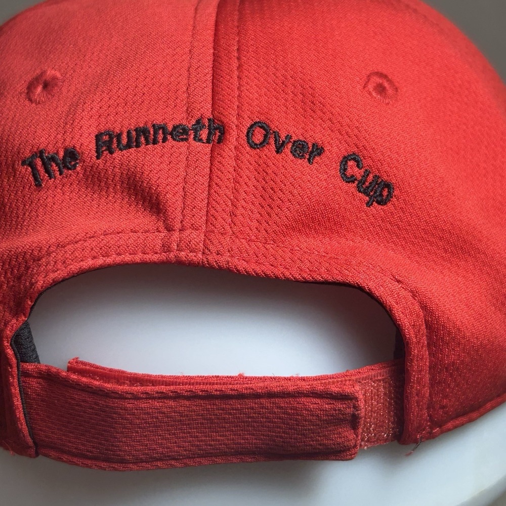 The Runneth Over Cup Golf Hat Red Funny Embroidered OC Q3 Tech Adjustable Cap - Picture 7 of 8
